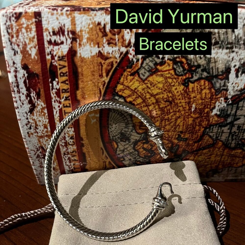 D̲a̲v̲i̲d̲ ̲Y̲u̲r̲m̲a̲n̲ 5mm Silver Diamond Hook Bracelet